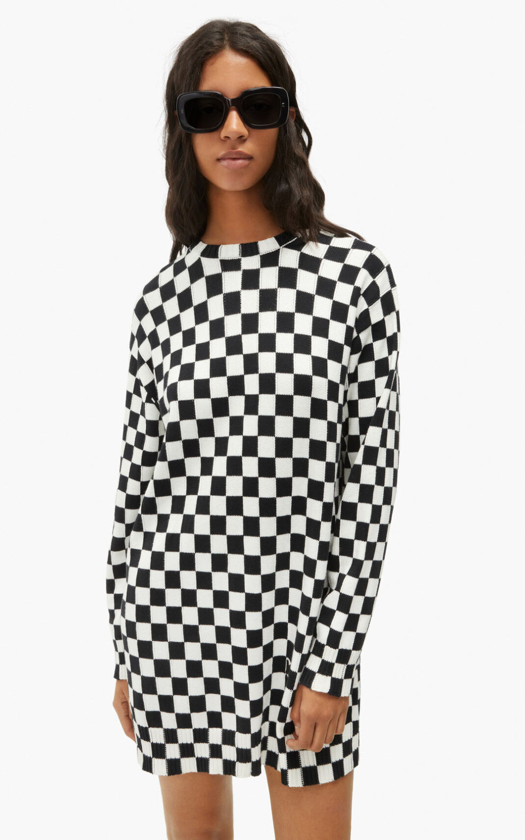 Robe Kenzo Femme Check print jumper Noir BGDAS-1724